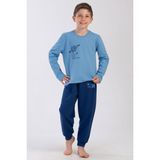 Erkek Çocuk Uzun Kol Mavi Pijama Takım C4T0N0O304 - 9 - 10