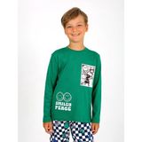 Erkek Çocuk Uzun Kollu %100 Pamuklu Pijama Takımı Peace - Yeşil
