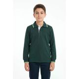Erkek Çocuk Yeşil Selanik Polo Yaka Okul Sweatshirt Bgl-St05674