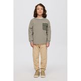 Erkek Çocuk Yuvarlak Yaka Cepli Baskılı Parça Detaylı Antrasit Sweatshirt 8 Yaş (128 cm)