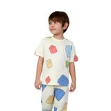 Erkek Çocuk%100 Pamuk Baskılı Pijama Takımı – Kısa Kollu, Sevimli Desenler Sarı 3-4 Yaş