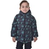 Erkek Çocukdijital Desen Polar Su ve Rüzgar Geçirmez Kapüşonlu Şişme Kışlık Mont - Siyah - Yeşil - 2 - 4 Yaş