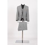 Erkek Çocuklar İçin Doctor Junior Kuş Gözü Slim Fit Takım Elbise Gömleksiz Modern Model - Koyu - Gri - 9 Yaş