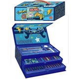 Erkek Çocukları Için Hediye Kutulu Boyama Seti 1 Paket 12 Li Suluboya 8 Li Keçeli Kalem 8 Li Kuruboya 8 Li Pastel Boya - Çok Renkli - Standart - 26x14 cm