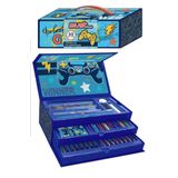 Erkek Çocukları İçin Hediye Kutulu Boyama Seti 1 Paket 12 Li Suluboya 8 Li Keçeli Kalem 8 Li Kuruboya 8 Li Pastel Boya