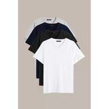 Erkek Çok Renkli %100 Pamuk T- Shirt Regular Fit Rahat Kesim V Yaka 4'Lü Basic Tişört Paketi