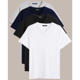 Erkek Çok Renkli T- Shirt Regular Fit Rahat Kesim V Yaka 4'lü Basic Tişört Paketi