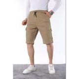 Erkek Comfort Fit Keten Bel Lastikli Cepli Kapri Şort