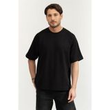 Erkek Cozy Flatback Rib Ss Siyah Relaxed T-Shirt