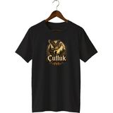 Erkek Çulluk ve Doğa Çizim Baskılı Vintage Avcı Tişörtü - Siyah