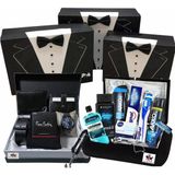 Erkek Damat Bohçası Seti Için 3'lü Kutu Damat Sandığı Tıraş Bakım Ürünleri Kemer Saat Parfüm Seti