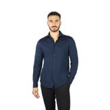 Erkek Dar Kalıp Dokuma Kumaş Uzun Kollu Lacivert Gömlek 25413154CF-013