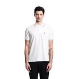 Erkek Dar Kalıp Logo Detaylı Esnek Pike Kumaşlı Kısa Kollu Beyaz Polo Yaka T-Shirt EM004607 AF23090-U0003