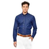 Erkek Dar Kalıp Uzun Kollu Pamuklu Denim Lacivert Gömlek 50545232-410