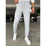 Erkek Dar Kesim Duble Paça Esnek Jogger Pantolon - Açık Gri