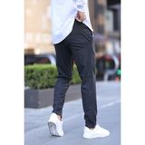 Erkek Dar Kesim Duble Paça Esnek Jogger Pantolon - Füme