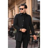 Erkek Dar Kesim Uzun Kaşe Kaban - 3XL - Siyah