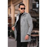 Erkek Dar Kesim Uzun Kaşe Kaban - 5XL - Gri