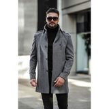 Erkek Dar Kesim Uzun Kaşe Kaban - 5XL - Koyu - Gri