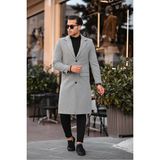 Erkek Dar Kesim Uzun Yünlü Kaşe Palto - 4XL - Gri
