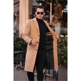 Erkek Dar Kesim Uzun Yünlü Kaşe Palto - 4XL - Vizon