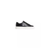Erkek Deri Bağlamalı Rahat Taban CK Yazı Detay Siyah Sneaker YM0YM01460-BEH