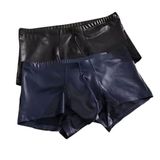 Erkek Deri Boxer, Suni Deri Elastan, Siyah ve Lacivert, Fantazi İç Giyim, Parti ve Özel Günler İçin (2'Lİ Alım Lacivert ve Siyah Renk Erkek Boxer, 3XL)