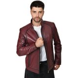 Erkek Deri Ceket 3021 - Bordo - 2XL