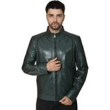 Erkek Deri Ceket 3021 - Yeşil - 4XL