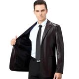 Erkek Deri Ceket,Lacivert,Siyah,Koyu Kahverengi Renk, Slim Fit, İki Düğme, Suya dayanıklı,Rüzgar geçirmez (Koyu Kahverengi, S)