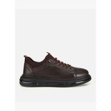 Erkek Deri Kahverengi Lastik Detaylı Comfort Spor Ayakkabı 02AYH319640A480