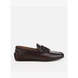 Erkek Deri Kahverengi Püskül Dikiş Detaylı Klasik Loafer 02AYH324900A480