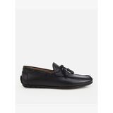 Erkek Deri Siyah Püskül Dikiş Detaylı Klasik Loafer 02AYH324900A100