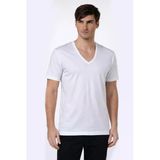Erkek Derin V Yaka Beyaz T-Shirt 936