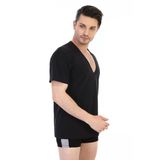 Erkek Derin V Yaka Siyah T-Shirt 936