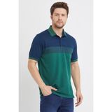 Erkek Desenli Basic Cepli Siyah Düz Polo Yaka Tişört - Yeşil - 2XL