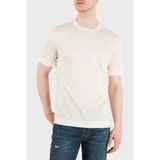 Erkek Desenli Bisiklet Yaka Kısa Kol Krem T-Shirt EM005270 AF24857-F1198