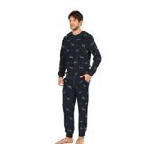 ERKEK DESENLİ POLAR LACİVERT PİJAMA TAKIM JBR-4907