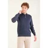 Erkek Desenli Polo Yaka Kazak Indigo - İndigo