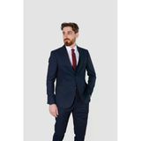 Erkek Desenli Yelekli Slim Fit Takım Elbise 6020-Lacivert