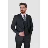 Erkek Desenli Yelekli Slim Fit Takım Elbise 6570-Antrasit