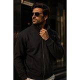Erkek Dik Yaka Fermuarlı Hırka Günlük Basic Rahat Kalıp Uzun Kollu Sweatshirt