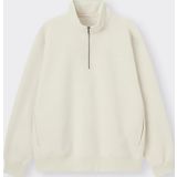 Erkek Dik Yaka Fermuarlı Sweatshirt Bej