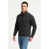 Erkek Dik Yaka Sweatshirt Dik Yaka Yarım Fermuarlı 3 İplik Şardonlu Pamuk Kumaş - Antrasit