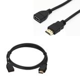 Erkek Dişi Gold Uçlu HDMI Uzatma Kablosu 30 cm Mini HD | Altın Kaplama Uç, Mini HD Uyumlu, Uzatma Kablosu, 30 cm Uzunluk, Erkek-Dişi Bağlantı