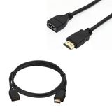 Erkek Dişi Gold Uçlu HDMI Uzatma Kablosu 30 cm Mini HD