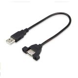 Erkek Dişi Panel Tipi Uzatma Kablosu Siyah USB 2.0 Tip A 30cm