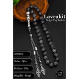 Erkek Doğal Taş Tesbih Lavrakit Tesbih 8 mm BT038 - Gri