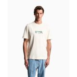 Erkek Dokuma Bisiklet Yaka Kısa Kollu Günlük Beyaz T-Shirt EM005233 AF13715-U1055