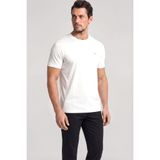 Erkek Dokuma Kumaş Düz Bisiklet Yaka Beyaz T-Shirt 25411026SMA-108